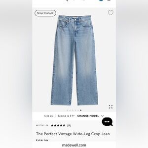 Madewell perfect vintage wide leg cropped jeans
